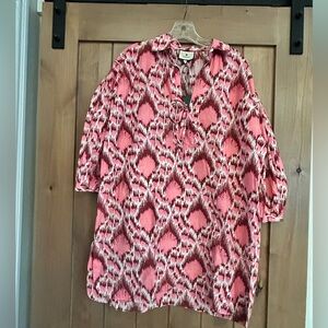 Tuckernuck Pink and Red Printed Swim Coverup